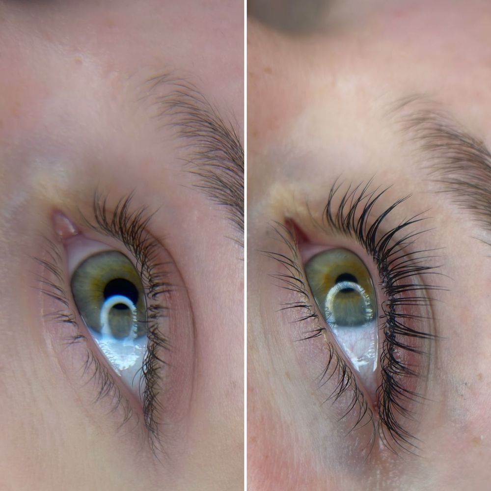 Wimpers voor en na een lashlift