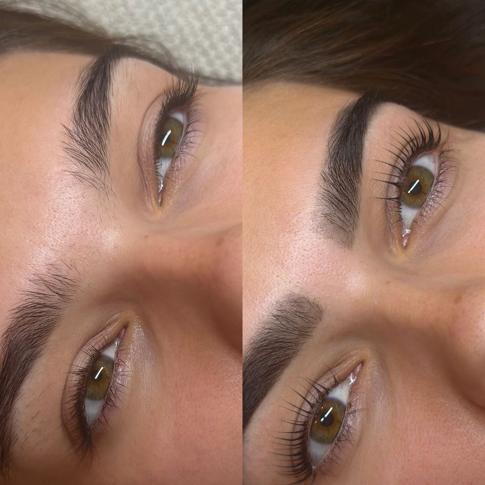 Brow lamination en lashlift, voor en na